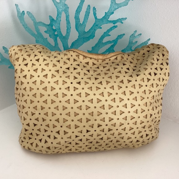 Fossil laser cut yellow leather handbag purse medium size - Picture 3 of 14